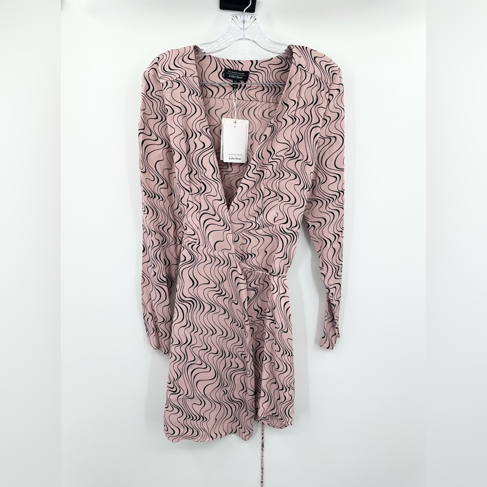 & Other‎ Stories NWT Pink and Black Long Sleeve Wrap Dress Size 10